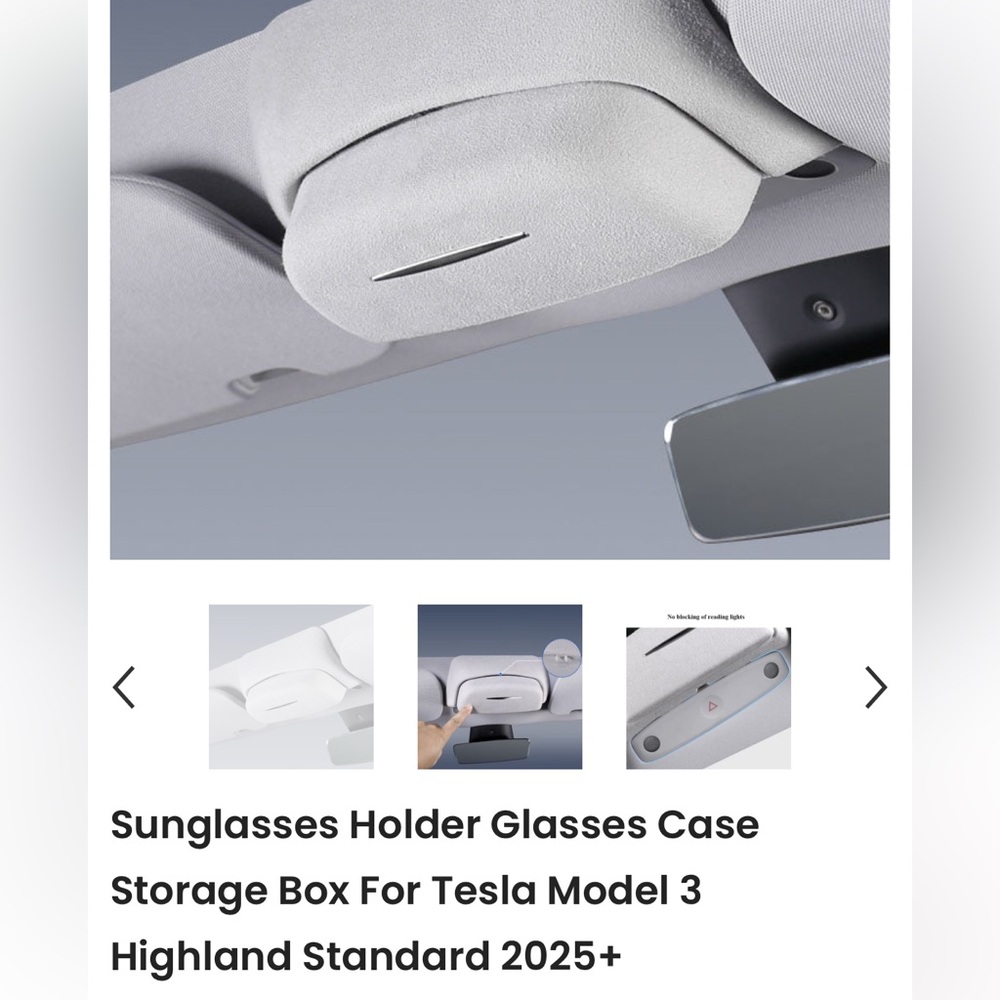 Tesla Model 3 Sunglasses Holder - beige